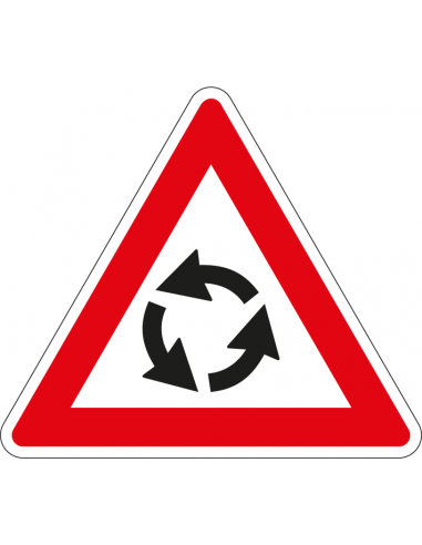Pas op rotonde bord, kunststof, J9, rood wit, driehoek, symbool rotonde