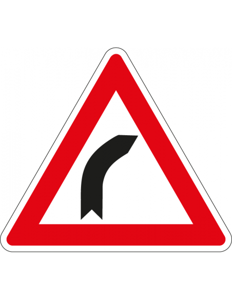 Bocht naar rechts bord, kunststof, J2, rood wit, driehoek, symbool bocht rechts