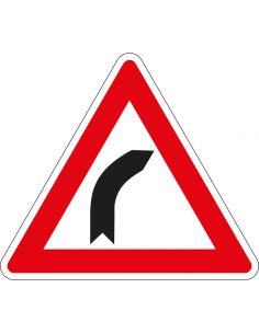 Bocht naar rechts sticker, J2, rood wit, driehoek, symbool bocht rechts