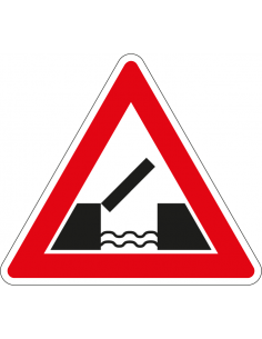 Beweegbare brug sticker, J15, rood wit, driehoek, symbool beweegbare brug