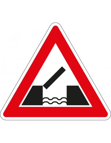 Beweegbare brug bord, kunststof, J15, rood wit, driehoek, symbool beweegbare brug