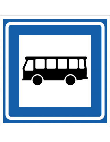 Bushalte bord, kunststof, L3b, blauw wit, vierkant, symbool bushalte