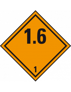 ADR klasse 1.6 sticker explosieve stoffen, oranje zwart, ruitvormig, 1.6 tekst