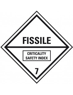 ADR klasse 7 splijtbaar bord, kunststof, ruit, wit zwart, fissile