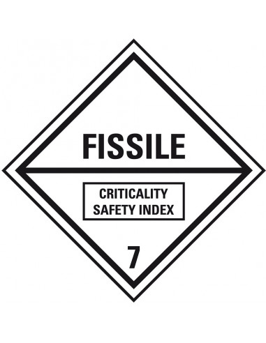 ADR klasse 7 splijtbaar bord, kunststof, ruit, wit zwart, fissile