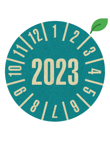 Graspapier keuringssticker met jaartal, 30 mm, 18 stuks per vel