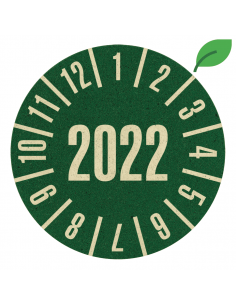 Graspapier keuringssticker met jaartal, 30 mm, 18 stuks per vel