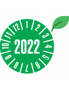 Duurzame keuringssticker met jaartal, ecofoil, 30 mm, 18 stuks per vel
