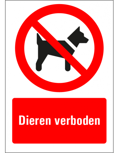 Dieren verboden tekstbord, kunststof, staan, honden verboden symbool