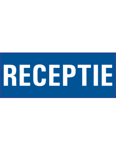 Receptie tekstbord, rechthoek, blauw wit, Nederlandse tekst