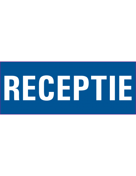 Receptie tekstbord, rechthoek, blauw wit, Nederlandse tekst