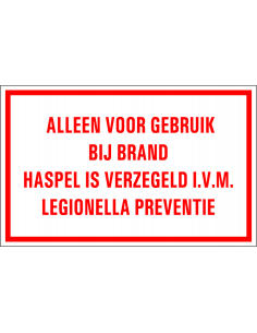 Legionella bord met tekst, kunststof