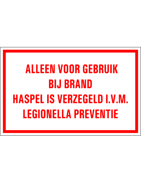Legionella bord met tekst, kunststof