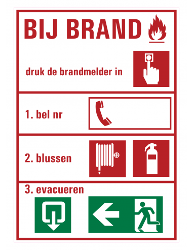 Richtlijnen bij brand sticker type 3, 210 x 297 mm