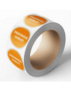 Onderhoud vereist sticker, oranje, 25 meter op rol