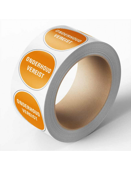 Onderhoud vereist sticker, oranje, 25 meter op rol
