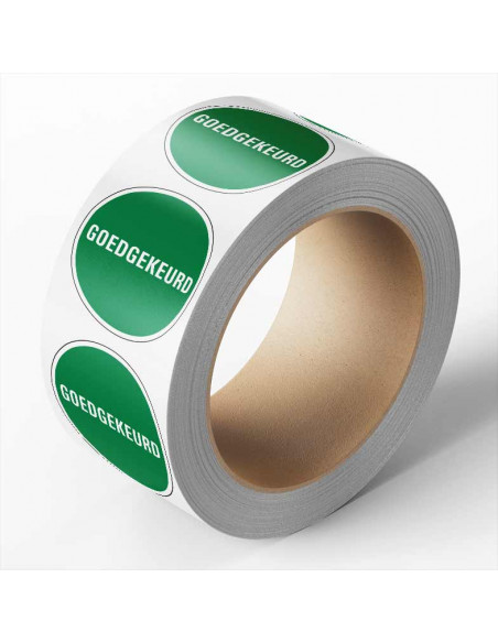Goedgekeurd sticker, groen, 25 meter op rol