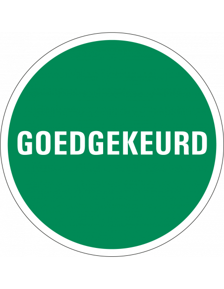 Goedgekeurd sticker, groen, 25 meter op rol