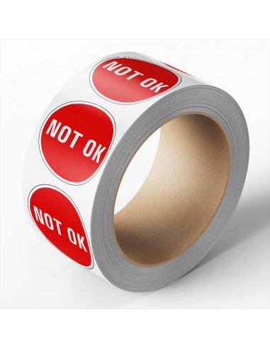 Not OK controlesticker, rood, 25 meter op rol