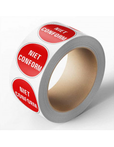 Niet conform controlesticker, rood, 25 meter op rol