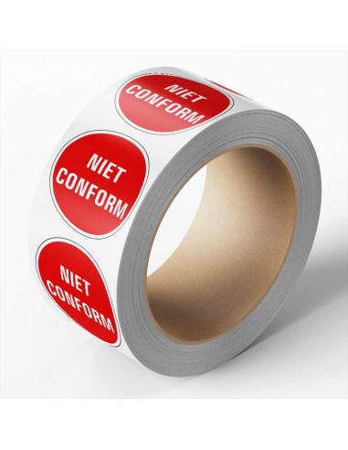 Niet conform controlesticker, rood, 25 meter op rol