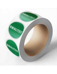 Kwaliteit controlesticker, groen, 25 meter op rol