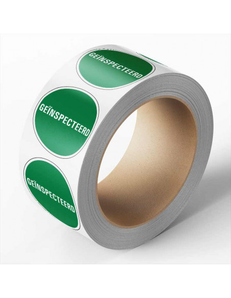 Geïnspecteerd controlesticker, groen, 25 meter op rol