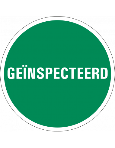 Geïnspecteerd controlesticker, op vel