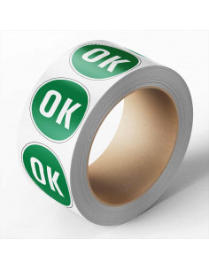 OK controlesticker, groen, 25 meter op rol