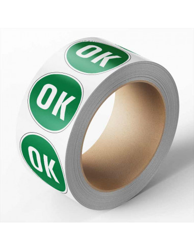 OK controlesticker, groen, 25 meter op rol