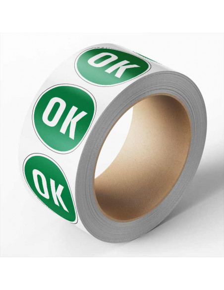 OK controlesticker, groen, 25 meter op rol