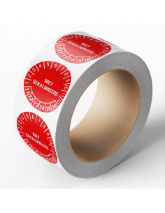 Niet gekalibreerd keuringssticker, rood, 25 meter op rol