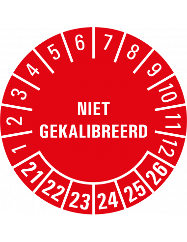 Niet gekalibreerd keuringssticker, rood, 25 meter op rol