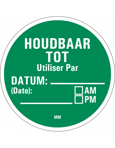 Houdbaar tot sticker, papier, 25 meter per rol