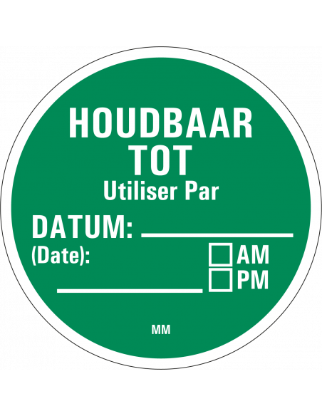 Houdbaar tot sticker, papier, 25 meter per rol