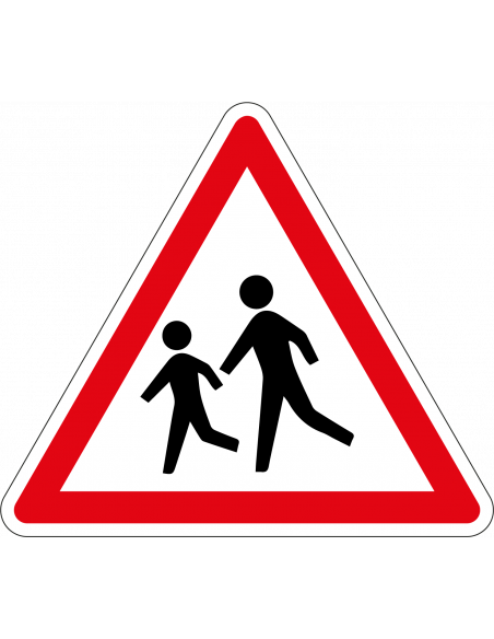 Overstekende kinderen bord, kunststof, J21, rood wit, driehoek, kinderen symbool
