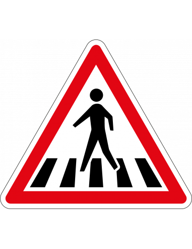 Voetgangersoversteekplaats bord, kunststof, J22, rood wit, driehoek, symbool zebrapad