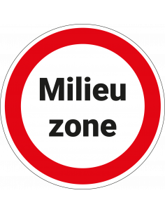 Milieu zone sticker, C22a, rood wit, rond, tekst milieu zone