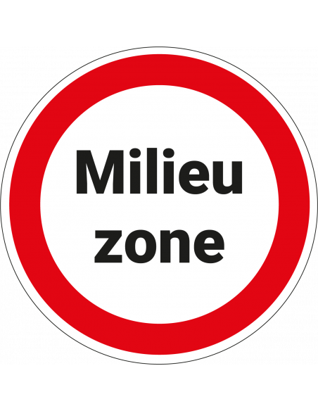 Milieu zone bord, kunststof, C22a, rood wit, rond, tekst milieu zone
