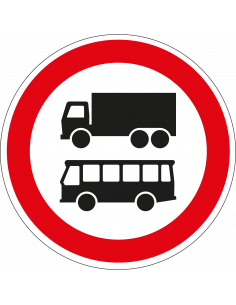 Geslotenverklaring autobussen en vrachtauto's bord, kunststof, C7b, rood wit, rond