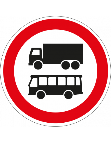 Geslotenverklaring autobussen en vrachtauto's bord, kunststof, C7b, rood wit, rond