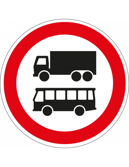 Geslotenverklaring autobussen en vrachtauto's bord, kunststof, C7b, rood wit, rond