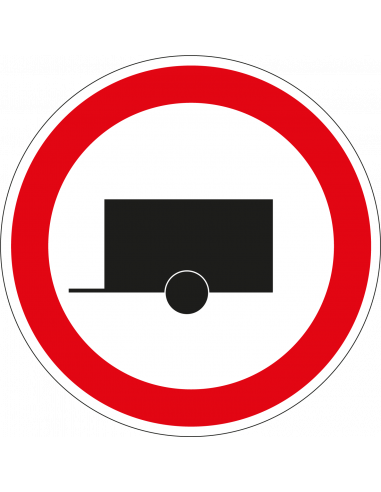 Geslotenverklaring aanhangwagens bord, kunststof, C10, rood wit, rond, symbool aanhanger