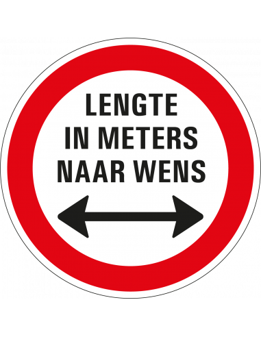 Geslotenverklaring lange voertuigen bord, kunststof, C17, lengte naar wens, rood wit, rond