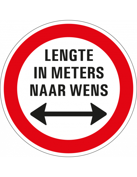 Geslotenverklaring lange voertuigen bord, kunststof, C17, lengte naar wens, rood wit, rond