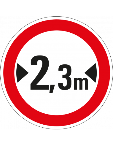 Geslotenverklaring brede voertuigen sticker, C18, breedte naar wens, rood wit, rond