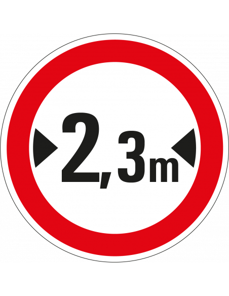 Geslotenverklaring brede voertuigen bord, kunststof, C18, breedte naar wens, rood wit, rond