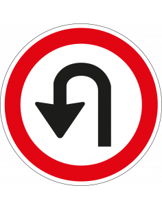 Keerverbod bord, kunststof, F7, rood wit, rond, symbool keerverbod