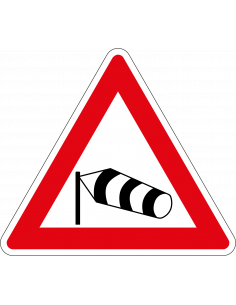Zijwind sticker, J31, rood wit, driehoek, symbool zijwind