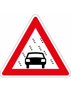 Slecht zicht sticker, J35, rood wit, driehoek, symbool slecht zicht